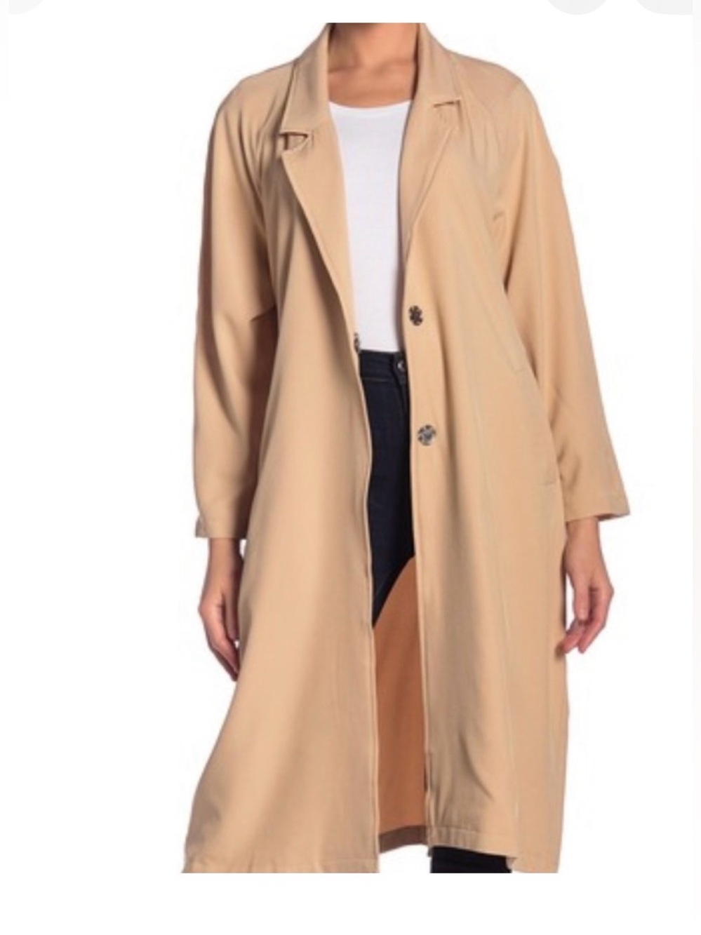 Know one Cares Camel Trench Coat in a neutral beige color size S